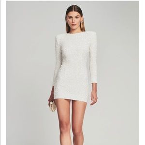 Retrofete Nikki White Sequin Sparkling Mini Dress